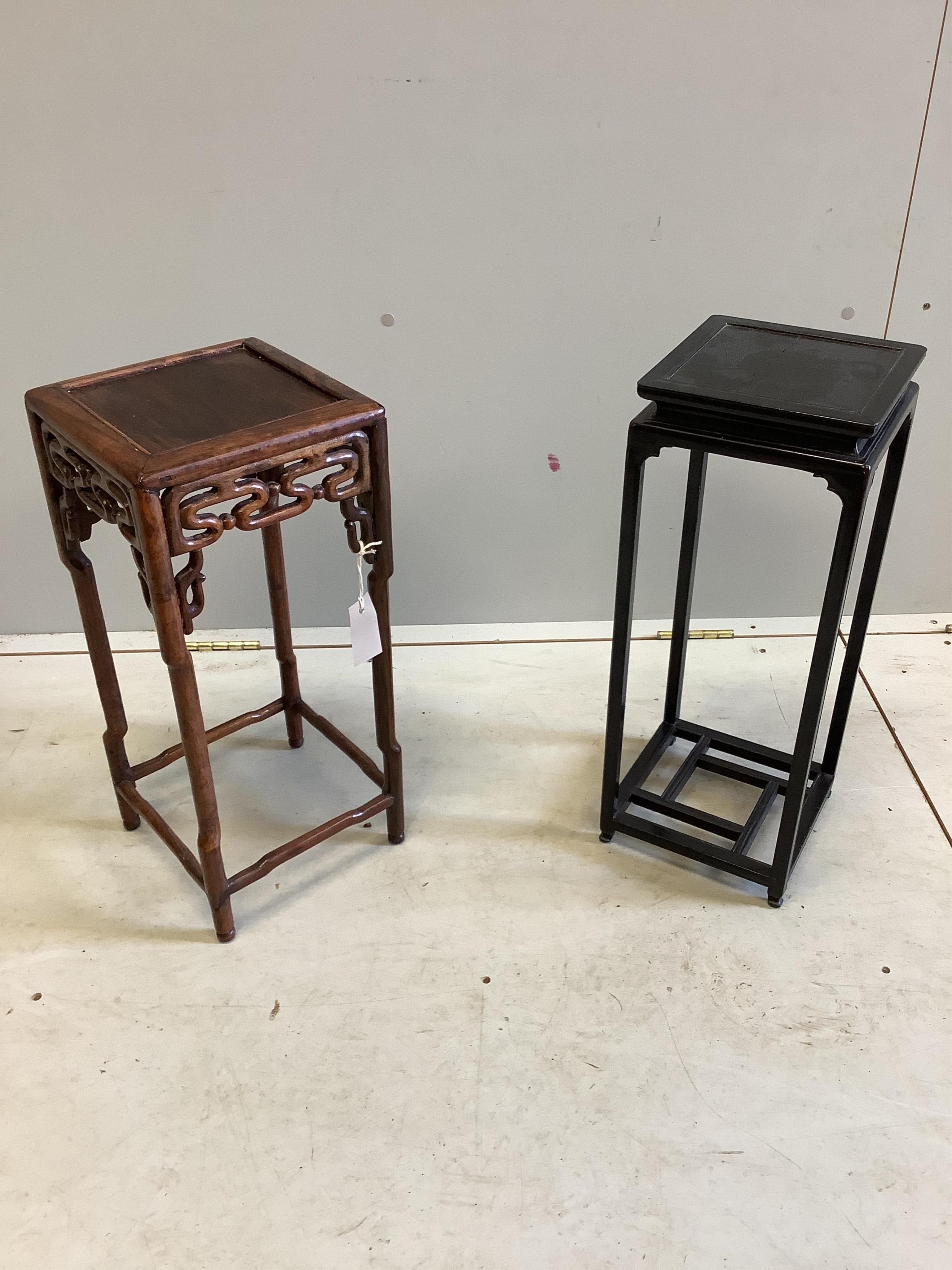 Two Chinese hardwood vase stands, larger height 54cm. Condition - fair